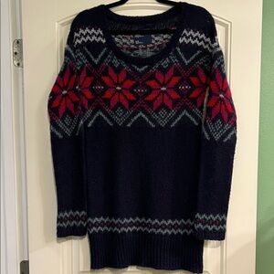 American Eagle Outfitters Navy and Pink Patterned Sweater